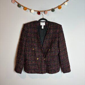 Vintage Lord & Taylor colorful tweed boucle blazer jacket